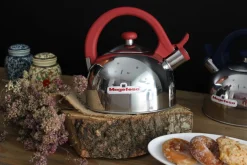 Acacia Red Stainless Steel 2.1Qts. Tea Kettle