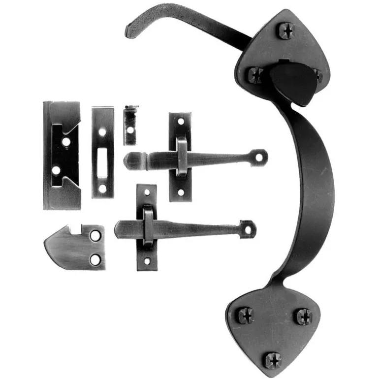 Acorn Matte Black Forged Iron Rim Latch
