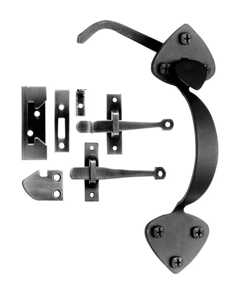 Acorn Matte Black Forged Iron Rim Latch