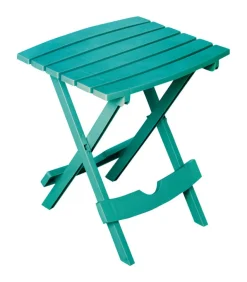 Adams Quik-Fold Teal Rectangular Resin Folding Side Table