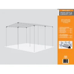 AHC Silver Water-Resistant Heavy Duty Steel Frame & Polyethylene Canopy Tarp 20 x 20 ft.