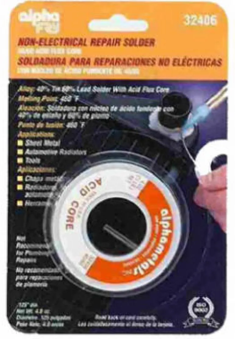 Alpha Fry 4 oz Acid Core Wire Solder 0.125 in. D Tin/Lead 40/60 1 pc