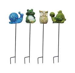 Alpine Ceramic Snail, Frog, Owl or Turtle 15 in. H Outdoor Stake (Pack of 12)