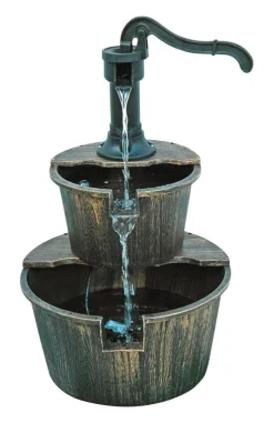Alpine Corporation Tiz194bz 16 X 18 X 27 Two Tier Barrel & Pump Bronze Fountain