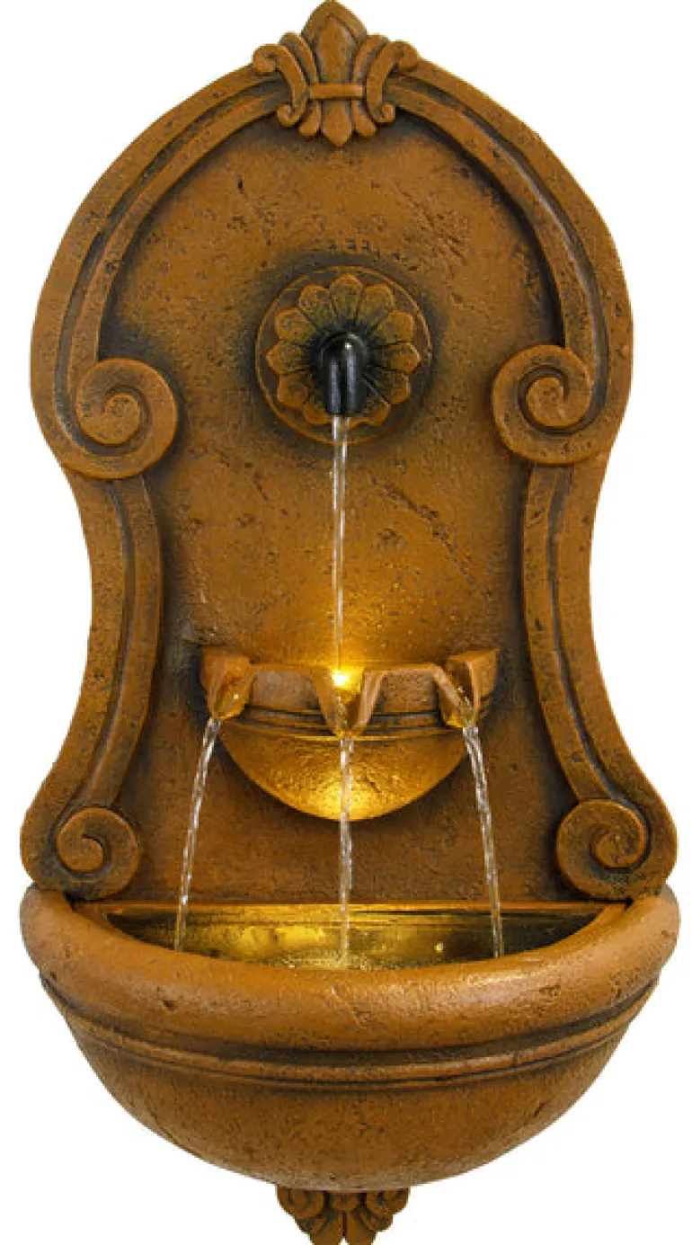 Alpine Corporation Tzl158 17 X 9 X 32 Wall Tiering Fountain With Led Lights