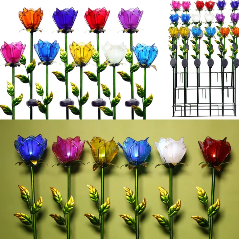 Alpine Glass Multi-color 33 in. H Tulip Petals Outdoor Garden Stake (Pack of 18)