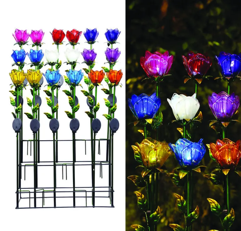 Alpine Glass Multi-color 33 in. H Tulip Petals Outdoor Garden Stake (Pack of 18)