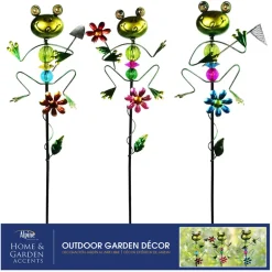 Alpine Glass/Metal Assorted 36 in. H Frog Outdoor Garden Stake (Pack of 9)