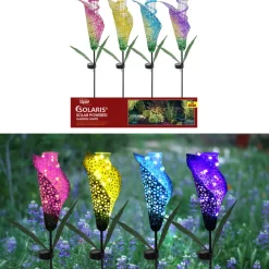 Alpine Glass/Metal Assorted 36 in. H Flower Rain Gauge Garden Stake (Pack of 8)