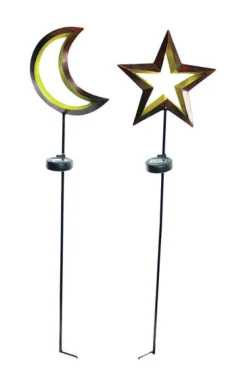 Alpine Metal Multi-color 40 in. H Moon And Star Solar Garden Stake (Pack of 9)