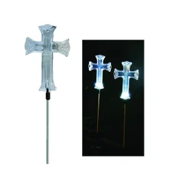 Alpine Plastic White 34 in. H Cross Outdoor Garden Stake (Pack of 20)