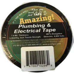 Amazing 2 in. W X 108 ft. L Black Plastic Plumbing & Electrical Tape