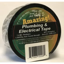 Amazing 2 in. W X 108 ft. L Black Plastic Plumbing & Electrical Tape
