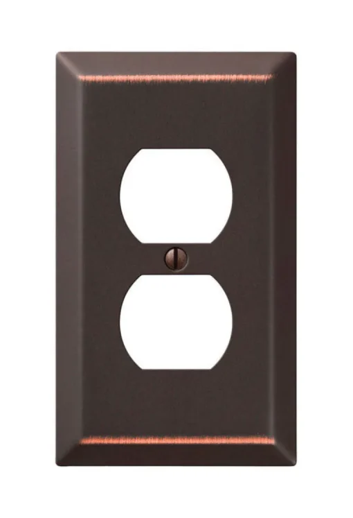 Amerelle Century Aged Bronze 1 gang Stamped Steel Duplex Wall Plate 1 pk