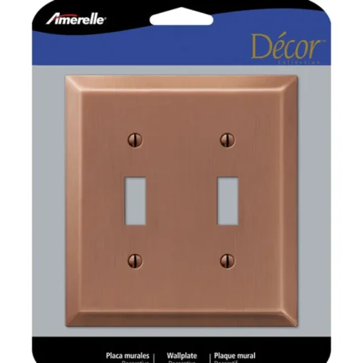 Amerelle Century Antique Copper 2 gang Stamped Steel Toggle Wall Plate 1 pk