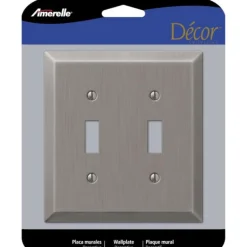 Amerelle Century Antique Nickel 2 gang Stamped Steel Toggle Wall Plate 1 pk
