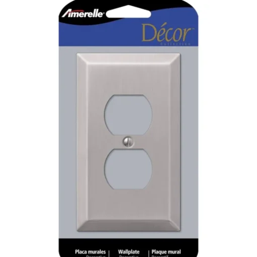 Amerelle Century Brushed Nickel 1 gang Stamped Steel Duplex Wall Plate 1 pk