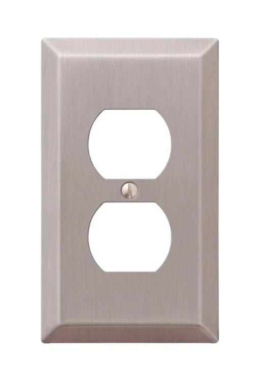 Amerelle Century Brushed Nickel 1 gang Stamped Steel Duplex Wall Plate 1 pk