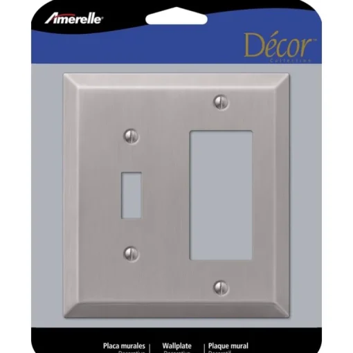 Amerelle Century Brushed Nickel 2 gang Stamped Steel Toggle Wall Plate 1 pk