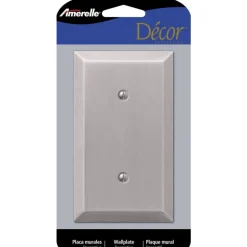 Amerelle Century Brushed Nickel 1 gang Stamped Steel Blank Wall Plate 1 pk