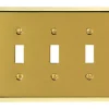 Amerelle Century Polished Brass 3 gang Stamped Steel Toggle Wall Plate 1 pk