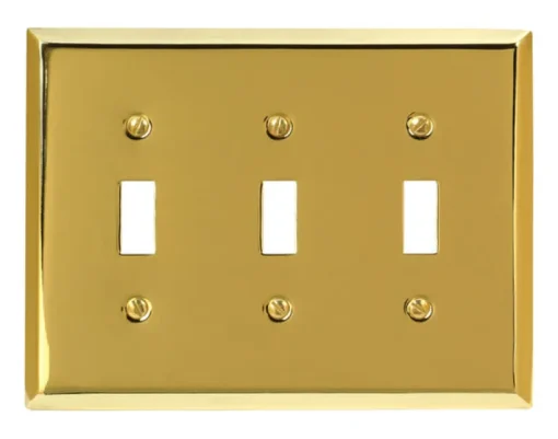 Amerelle Century Polished Brass 3 gang Stamped Steel Toggle Wall Plate 1 pk