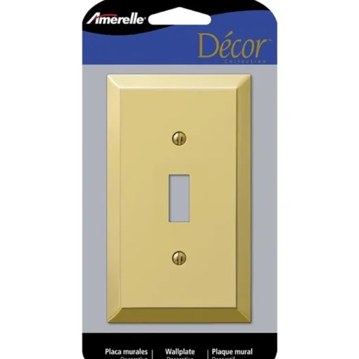 Amerelle Century Polished Bronze 1 gang Stamped Steel Toggle Wall Plate 1 pk