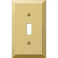Amerelle Century Polished Bronze 1 gang Stamped Steel Toggle Wall Plate 1 pk