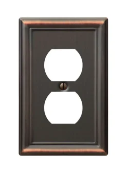 Amerelle Chelsea Aged Bronze 1 gang Stamped Steel Duplex Wall Plate 1 pk