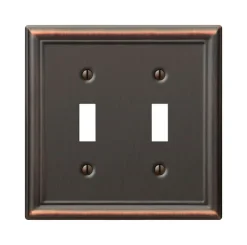 Amerelle Chelsea Aged Bronze 2 gang Stamped Steel Toggle Wall Plate 1 pk