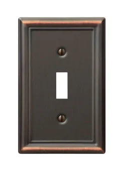 Amerelle Chelsea Aged Bronze 1 gang Stamped Steel Toggle Wall Plate 1 pk