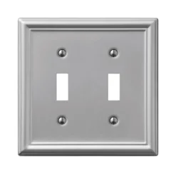 Amerelle Chelsea Brushed Nickel 2 gang Stamped Steel Toggle Wall Plate 1 pk