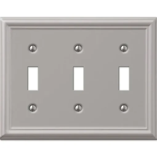 Amerelle Chelsea Brushed Nickel 3 gang Stamped Steel Toggle Wall Plate 1 pk