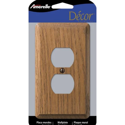 Amerelle Contemporary Brown 1 gang Wood Duplex Wall Plate 1 pk