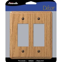 Amerelle Contemporary Brown 2 gang Wood Decorator Wall Plate 1 pk