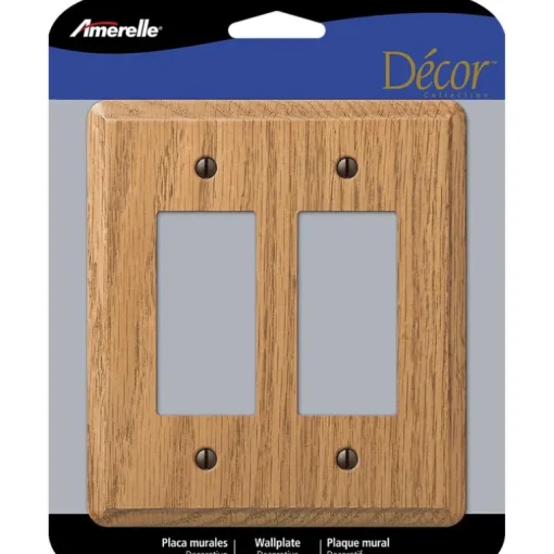 Amerelle Contemporary Brown 2 gang Wood Decorator Wall Plate 1 pk