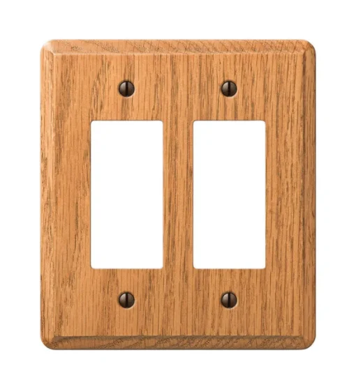 Amerelle Contemporary Brown 2 gang Wood Decorator Wall Plate 1 pk