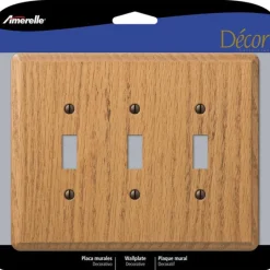 Amerelle Contemporary Brown 3 gang Wood Toggle Wall Plate 1 pk