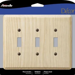 Amerelle Contemporary Unfinished Beige 3 gang Wood Toggle Wall Plate 1 pk