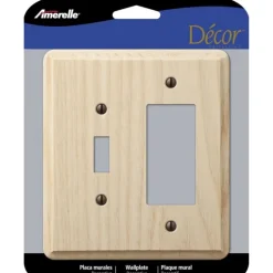 Amerelle Contemporary Unfinished Beige 2 gang Wood Decorator/Toggle Wall Plate 1 pk