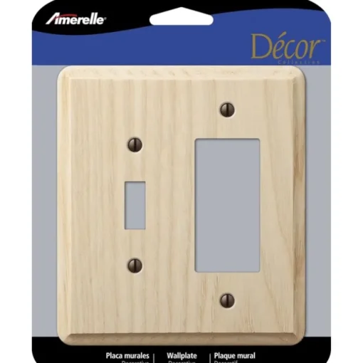 Amerelle Contemporary Unfinished Beige 2 gang Wood Decorator/Toggle Wall Plate 1 pk