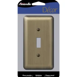 Amerelle Devon Brushed Brass 1 gang Stamped Steel Toggle Wall Plate 1 pk