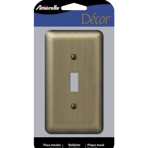 Amerelle Devon Brushed Brass 1 gang Stamped Steel Toggle Wall Plate 1 pk