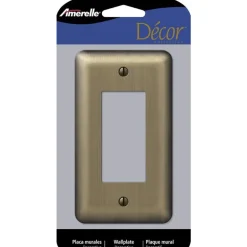 Amerelle Devon Brushed Brass 1 gang Stamped Steel Decorator Wall Plate 1 pk