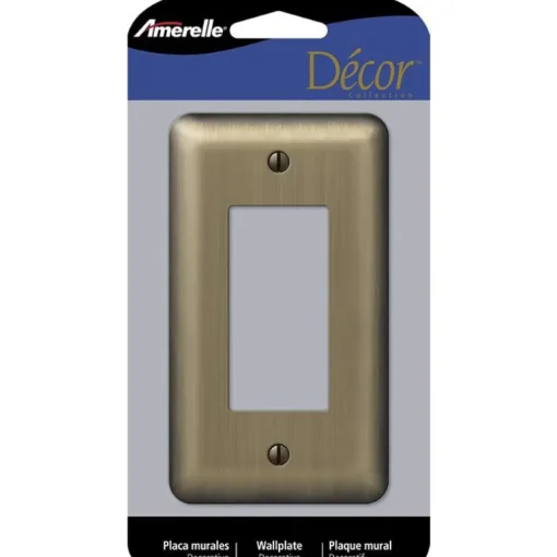 Amerelle Devon Brushed Brass 1 gang Stamped Steel Decorator Wall Plate 1 pk