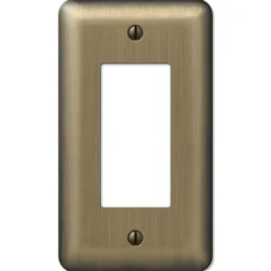 Amerelle Devon Brushed Brass 1 gang Stamped Steel Decorator Wall Plate 1 pk