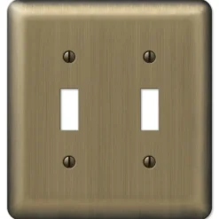 Amerelle Devon Brushed Brass 2 gang Stamped Steel Toggle Wall Plate 1 pk
