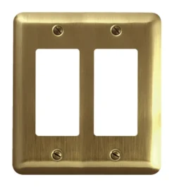 Amerelle Devon Brushed Brass 2 gang Stamped Steel Decorator Wall Plate 1 pk