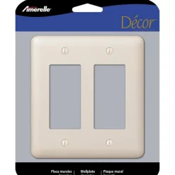Amerelle Devon Light Almond 2 gang Stamped Steel Decorator Wall Plate 1 pk
