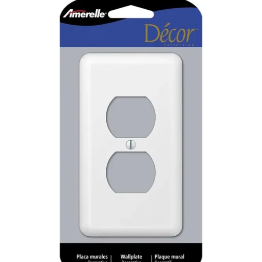 Amerelle Devon White 1 gang Stamped Steel Duplex Wall Plate 1 pk